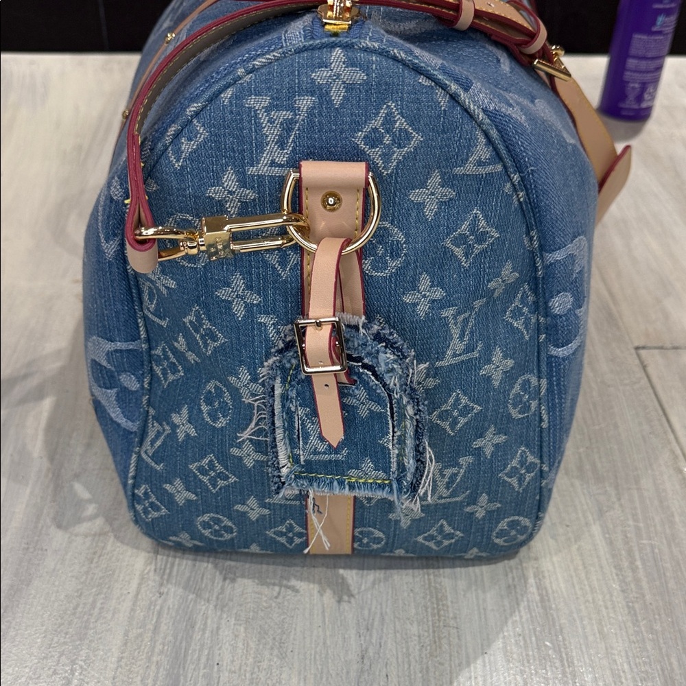 Source Unknown Denim Monogram Keepall Bandouliere… - image 6